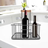 Darrahopens Occasions > Christmas > Christmas Trees Kitchen Milk Bottle Holder Doorstep, Milk Crate, Wire Metal with Wooden Handle, Grey-Beer Basket Metal Wine Rack Basket Wine Wood In Australia - Darrahopens