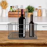 Darrahopens Occasions > Christmas > Christmas Trees Kitchen Milk Bottle Holder Doorstep, Milk Crate, Wire Metal with Wooden Handle, Grey-Beer Basket Metal Wine Rack Basket Wine Wood In Australia - Darrahopens