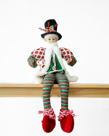 Darrahopens Occasions > Christmas > Christmas Trees LUXURY CHRISTMAS CAROLLER ELF GREEN/RED 65CM