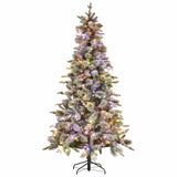 Darrahopens Occasions > Christmas > Christmas Trees National Tree Company Snowy Stamford Spruce 7.5ft Christmas Tree Multi Functional White Coloured LED Lights & Foot Pedal