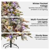 Darrahopens Occasions > Christmas > Christmas Trees National Tree Company Snowy Stamford Spruce 7.5ft Christmas Tree Multi Functional White Coloured LED Lights & Foot Pedal