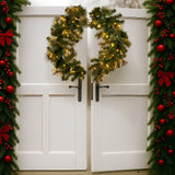 Darrahopens Occasions > Christmas > Christmas Wreaths & Garlands Christabelle 1.22m Split 2pc Christmas Wreath with LED Lights Pine Dual Front Doors Decoration Ornament In Australia - Darrahopens