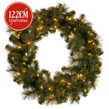Darrahopens Occasions > Christmas > Christmas Wreaths & Garlands Christabelle 1.22m Split 2pc Christmas Wreath with LED Lights Pine Dual Front Doors Decoration Ornament In Australia - Darrahopens