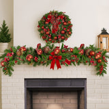 Darrahopens Occasions > Christmas > Christmas Wreaths & Garlands Christabelle 185cm Christmas Garland Lush Green Holiday Garland with Red Berries, Baubles & Pine Cones Pre-Decorated Festive Shelf or Banister Decoration