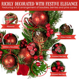Darrahopens Occasions > Christmas > Christmas Wreaths & Garlands Christabelle 185cm Christmas Garland Lush Green Holiday Garland with Red Berries, Baubles & Pine Cones Pre-Decorated Festive Shelf or Banister Decoration