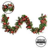 Darrahopens Occasions > Christmas > Christmas Wreaths & Garlands Christabelle 185cm Christmas Garland Lush Green Holiday Garland with Red Berries, Baubles & Pine Cones Pre-Decorated Festive Shelf or Banister Decoration