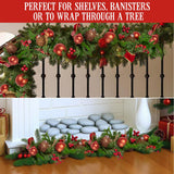 Darrahopens Occasions > Christmas > Christmas Wreaths & Garlands Christabelle 185cm Christmas Garland Lush Green Holiday Garland with Red Berries, Baubles & Pine Cones Pre-Decorated Festive Shelf or Banister Decoration