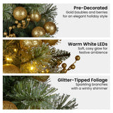 Darrahopens Occasions > Christmas > Christmas Wreaths & Garlands Christabelle 274cm Pre-lit Christmas Garland Gold Baubles Aa Battery Led Lights