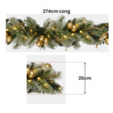 Darrahopens Occasions > Christmas > Christmas Wreaths & Garlands Christabelle 274cm Pre-lit Christmas Garland Gold Baubles Aa Battery Led Lights