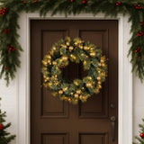 Darrahopens Occasions > Christmas > Christmas Wreaths & Garlands Christabelle 61cm Christmas Wreath Battery-operated Warm White Light Gold Bauble