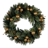 Darrahopens Occasions > Christmas > Christmas Wreaths & Garlands Christabelle 61cm Christmas Wreath Battery-operated Warm White Light Gold Bauble