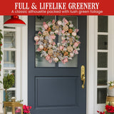 Darrahopens Occasions > Christmas > Christmas Wreaths & Garlands Christabelle 71cm Christmas Wreath Lush Green Holiday Door Wreath w/Jewelled Baubles, Foliage, Flowers, Ribbon & Berries