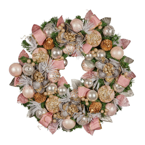 Darrahopens Occasions > Christmas > Christmas Wreaths & Garlands Christabelle 71cm Christmas Wreath Lush Green Holiday Door Wreath w/Jewelled Baubles, Foliage, Flowers, Ribbon & Berries