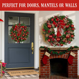 Darrahopens Occasions > Christmas > Christmas Wreaths & Garlands Christabelle 71cm Christmas Wreath Lush Green Holiday Door Wreath with Red Berries, Baubles & Pine Cones Pre-Decorated Festive Wall or Front Door Decoration