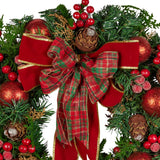 Darrahopens Occasions > Christmas > Christmas Wreaths & Garlands Christabelle 71cm Christmas Wreath Lush Green Holiday Door Wreath with Red Berries, Baubles & Pine Cones Pre-Decorated Festive Wall or Front Door Decoration