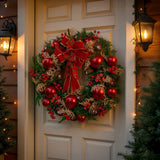 Darrahopens Occasions > Christmas > Christmas Wreaths & Garlands Christabelle 71cm Christmas Wreath Lush Green Holiday Door Wreath with Red Berries, Baubles & Pine Cones Pre-Decorated Festive Wall or Front Door Decoration