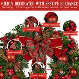 Darrahopens Occasions > Christmas > Christmas Wreaths & Garlands Christabelle 71cm Christmas Wreath Lush Green Holiday Door Wreath with Red Berries, Baubles & Pine Cones Pre-Decorated Festive Wall or Front Door Decoration