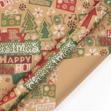 Darrahopens Occasions > Christmas > Christmas Wreaths & Garlands Christmas Wrapping Paper - 6 Sheets - Retro & Vintage Design - Complete Set with 2x Rope, Tape & Stickers - Gift Wrap