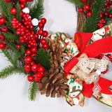Darrahopens Occasions > Christmas > Christmas Wreaths & Garlands Christmas Wreath with Pine Cones, Red Berries, and Festive Bow - 40cm Holiday Door Decor
