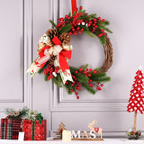 Darrahopens Occasions > Christmas > Christmas Wreaths & Garlands Christmas Wreath with Pine Cones, Red Berries, and Festive Bow - 40cm Holiday Door Decor