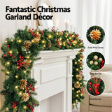 Darrahopens Occasions > Christmas > Christmas Wreaths & Garlands Jingle Jollys 1.8M Christmas Garland Pre-lit LED Pine Cones Berries Xmas Decor