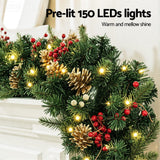 Darrahopens Occasions > Christmas > Christmas Wreaths & Garlands Jingle Jollys 1.8M Christmas Garland Pre-lit LED Pine Cones Berries Xmas Decor