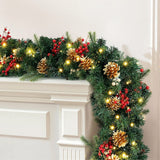 Darrahopens Occasions > Christmas > Christmas Wreaths & Garlands Jingle Jollys 1.8M Christmas Garland Pre-lit LED Pine Cones Berries Xmas Decor