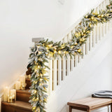 Darrahopens Occasions > Christmas > Christmas Wreaths & Garlands Jingle Jollys 3M Christmas Garland Pre-lit LED Lights Snow Frosted Tips Decor