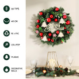 Darrahopens Occasions > Christmas > Christmas Wreaths & Garlands Jingle Jollys Christmas Wreath 40CM Xmas Garland Baubles Ornaments Party Decor