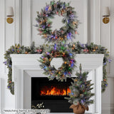 Darrahopens Occasions > Christmas > Christmas Wreaths & Garlands National Tree Company 274cm Pre Lit Snowy Stamford Spruce Battery Operated Christmas Garland w/LED Lights & Timer