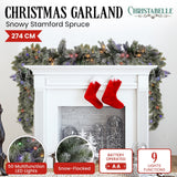Darrahopens Occasions > Christmas > Christmas Wreaths & Garlands National Tree Company 274cm Pre Lit Snowy Stamford Spruce Battery Operated Christmas Garland w/LED Lights & Timer