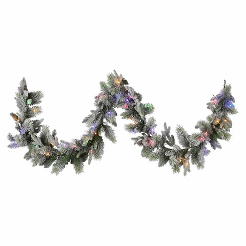 Darrahopens Occasions > Christmas > Christmas Wreaths & Garlands National Tree Company 274cm Pre Lit Snowy Stamford Spruce Battery Operated Christmas Garland w/LED Lights & Timer