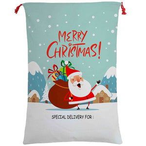 Darrahopens Occasions > Christmas Large Christmas XMAS Hessian Santa Sack Stocking Bag Reindeer Children Gifts Bag, Cartoon Santa w Bag