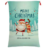 Darrahopens Occasions > Christmas Large Christmas XMAS Hessian Santa Sack Stocking Bag Reindeer Children Gifts Bag, Cartoon Santa w Reindeer