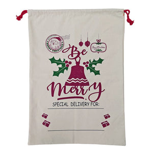 Darrahopens Occasions > Christmas Large Christmas XMAS Hessian Santa Sack Stocking Bag Reindeer Children Gifts Bag, Cream - Bell