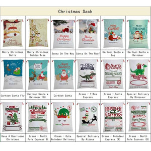 Darrahopens Occasions > Christmas Large Christmas XMAS Hessian Santa Sack Stocking Bag Reindeer Children Gifts Bag, Cream - Bell