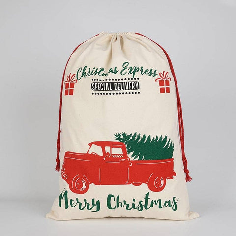 Darrahopens Occasions > Christmas Large Christmas XMAS Hessian Santa Sack Stocking Bag Reindeer Children Gifts Bag, Cream - Car Gift Express