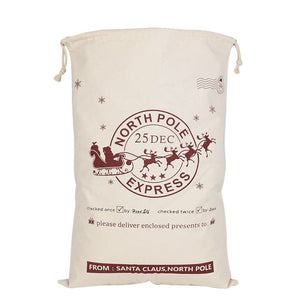 Darrahopens Occasions > Christmas Large Christmas XMAS Hessian Santa Sack Stocking Bag Reindeer Children Gifts Bag, Cream - Checked By Head Ell