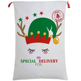 Darrahopens Occasions > Christmas Large Christmas XMAS Hessian Santa Sack Stocking Bag Reindeer Children Gifts Bag, Cream - Cute Reindeer Delivery