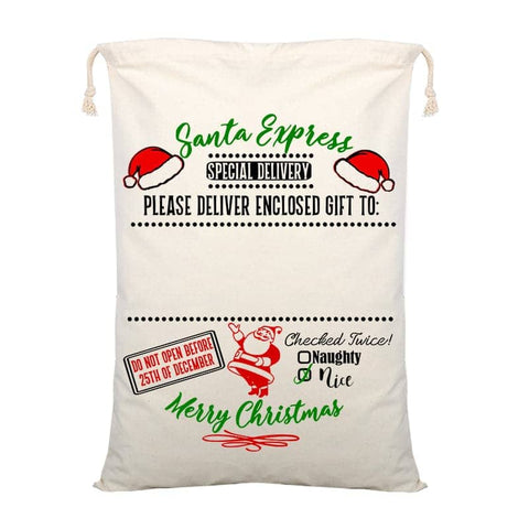 Darrahopens Occasions > Christmas Large Christmas XMAS Hessian Santa Sack Stocking Bag Reindeer Children Gifts Bag, Cream - Delivery Enclosed Gift