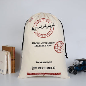 Darrahopens Occasions > Christmas Large Christmas XMAS Hessian Santa Sack Stocking Bag Reindeer Children Gifts Bag, Cream - Express Delivery (2)