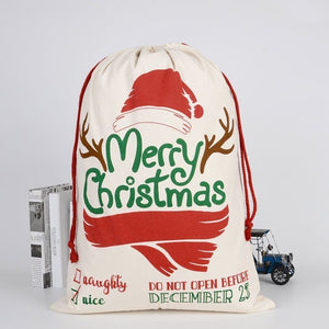 Darrahopens Occasions > Christmas Large Christmas XMAS Hessian Santa Sack Stocking Bag Reindeer Children Gifts Bag, Cream - Merry Xmas w Antler