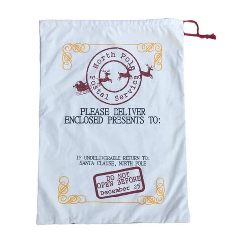 Darrahopens Occasions > Christmas Large Christmas XMAS Hessian Santa Sack Stocking Bag Reindeer Children Gifts Bag, Cream - North Pole Postal Service