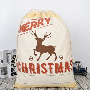 Darrahopens Occasions > Christmas Large Christmas XMAS Hessian Santa Sack Stocking Bag Reindeer Children Gifts Bag, Cream - Reindeer