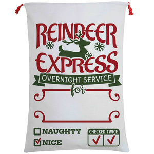 Darrahopens Occasions > Christmas Large Christmas XMAS Hessian Santa Sack Stocking Bag Reindeer Children Gifts Bag, Cream - Reindeer Express (A)