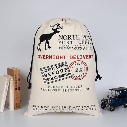 Darrahopens Occasions > Christmas Large Christmas XMAS Hessian Santa Sack Stocking Bag Reindeer Children Gifts Bag, Cream - Reindeer Express Delivery
