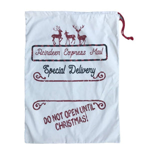 Darrahopens Occasions > Christmas Large Christmas XMAS Hessian Santa Sack Stocking Bag Reindeer Children Gifts Bag, Cream - Reindeer Express Mail