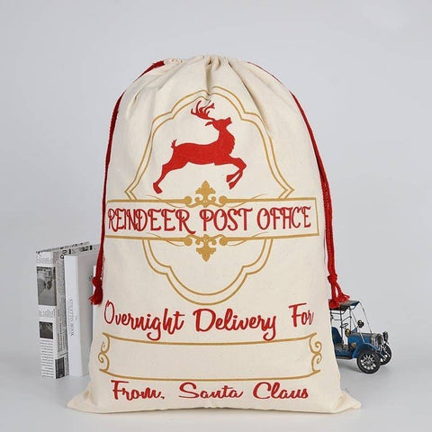 Darrahopens Occasions > Christmas Large Christmas XMAS Hessian Santa Sack Stocking Bag Reindeer Children Gifts Bag, Cream - Reindeer Post