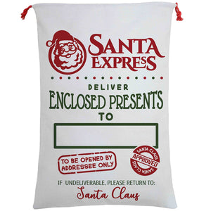 Darrahopens Occasions > Christmas Large Christmas XMAS Hessian Santa Sack Stocking Bag Reindeer Children Gifts Bag, Cream - Santa Express