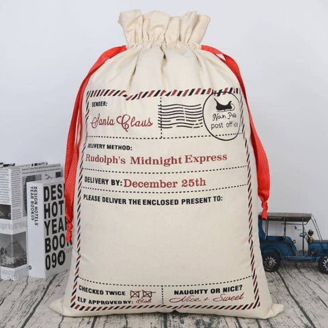 Darrahopens Occasions > Christmas Large Christmas XMAS Hessian Santa Sack Stocking Bag Reindeer Children Gifts Bag, Cream - Santa Mail